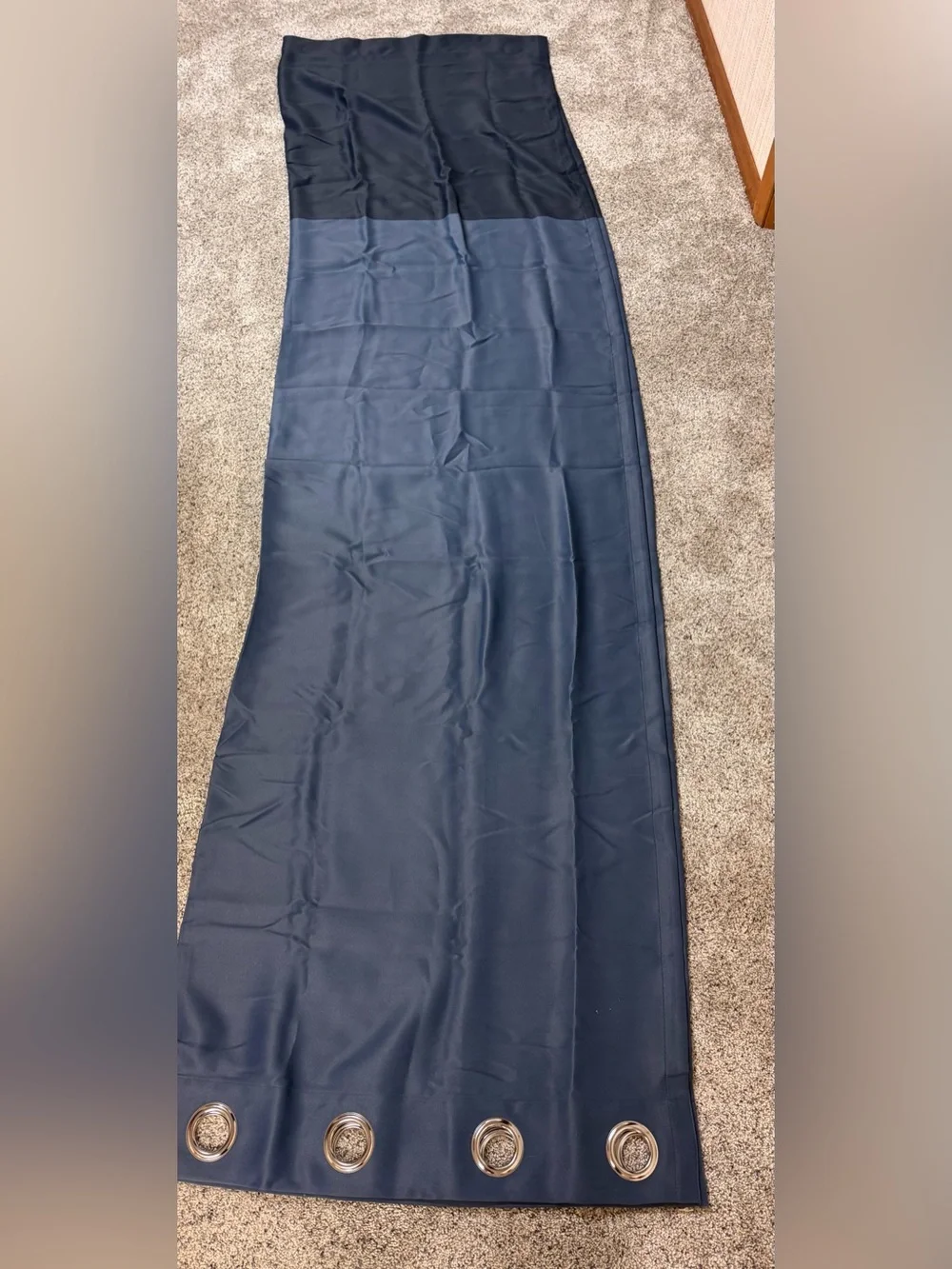 Blue Colorblock Blackout Grommet Curtain Panel 52x84 Polyester new- imperfection